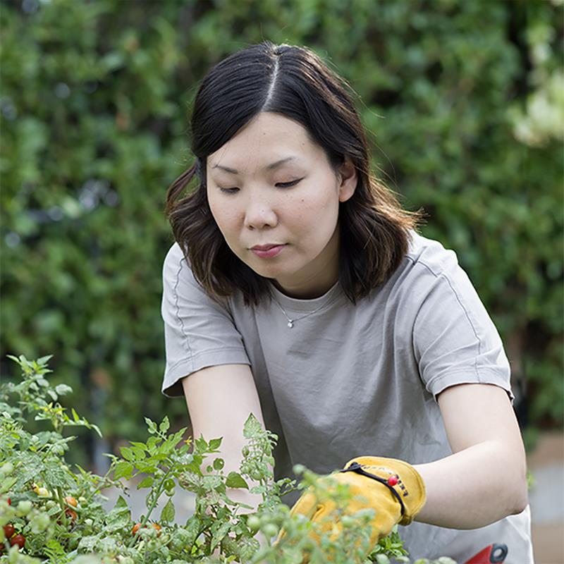 A woman gardening